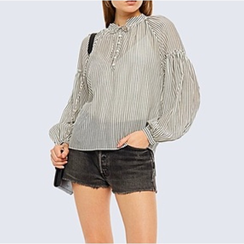 Frame Blanc Multi Striped Billow Blouse‎ Size M
